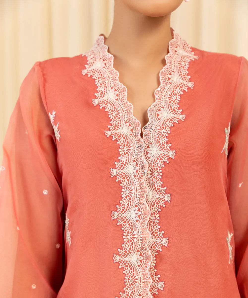 3 Piece -  Embroidered Organza Suit