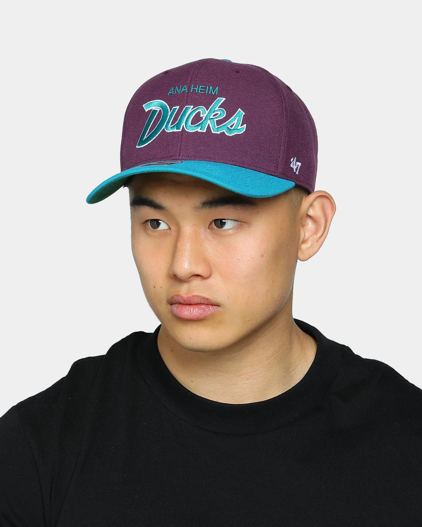 47 Brand Men's Anaheim Ducks Script MVP DP Snapback Plum/Teal