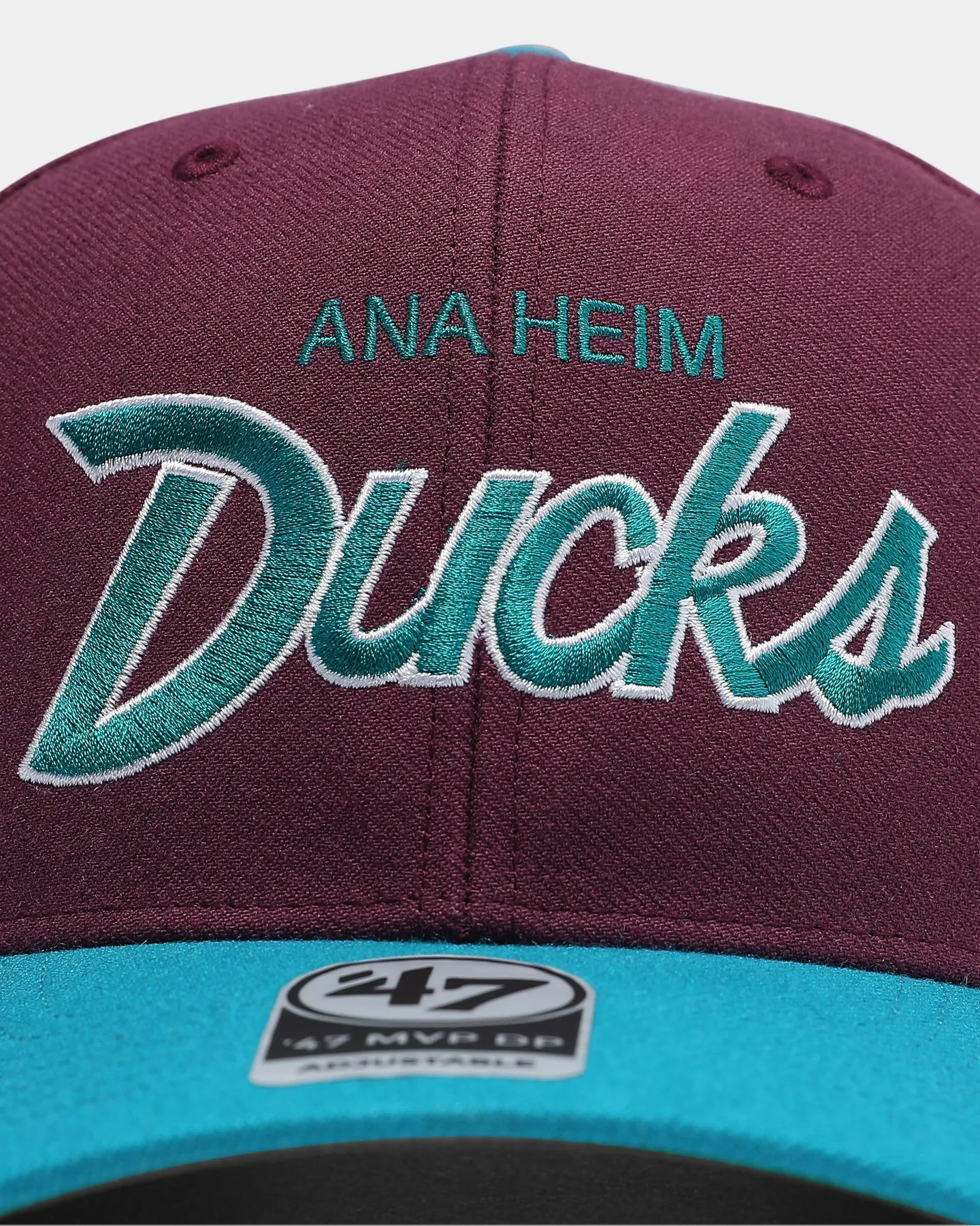 47 Brand Men's Anaheim Ducks Script MVP DP Snapback Plum/Teal