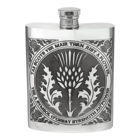 6oz Tae A Thistle Robbie Burns Scottish Pewter Hip Flask