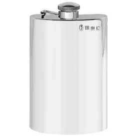 8oz Plain Pewter Hip Flask With Hinged Captive Top