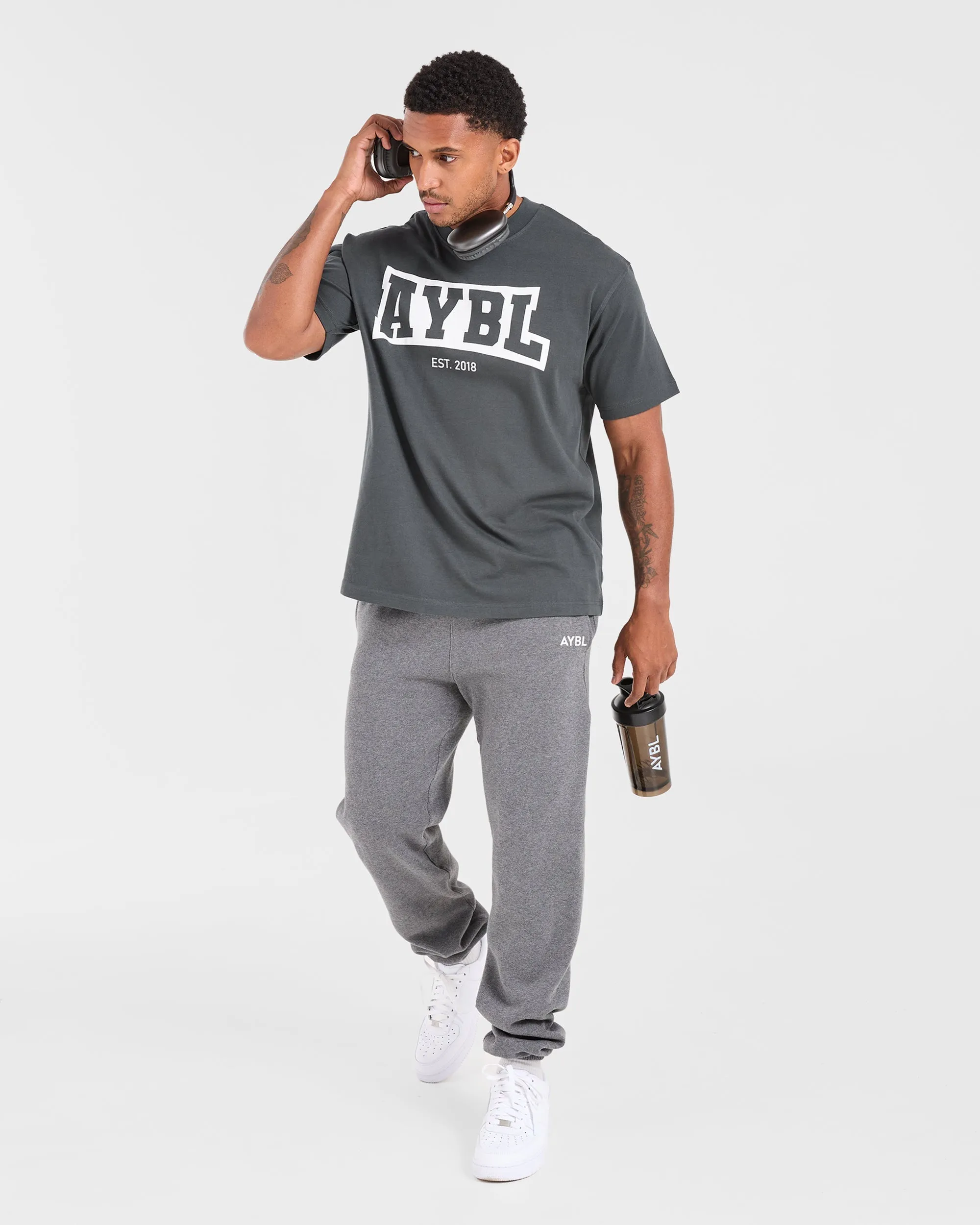 Academy Oversized T Shirt - Charcoal