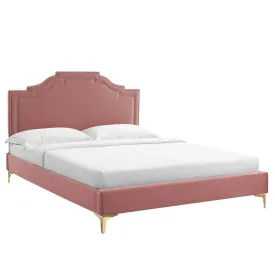 Adelaide Performance Velvet King Platform Bed By Modway - MOD-6862 - Dusty Rose