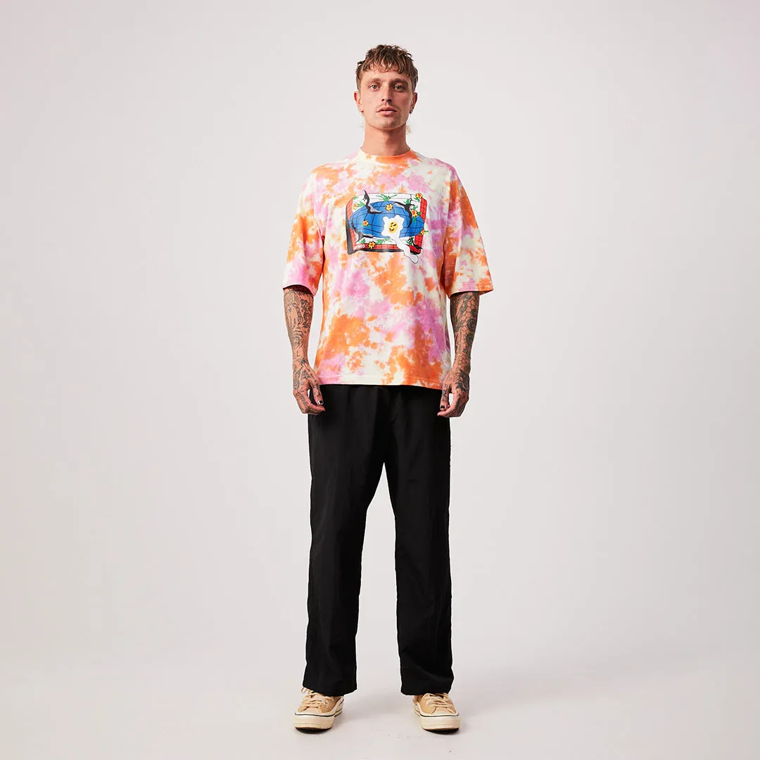 AFENDS Mens Globe - Oversized Graphic T-Shirt - Multi