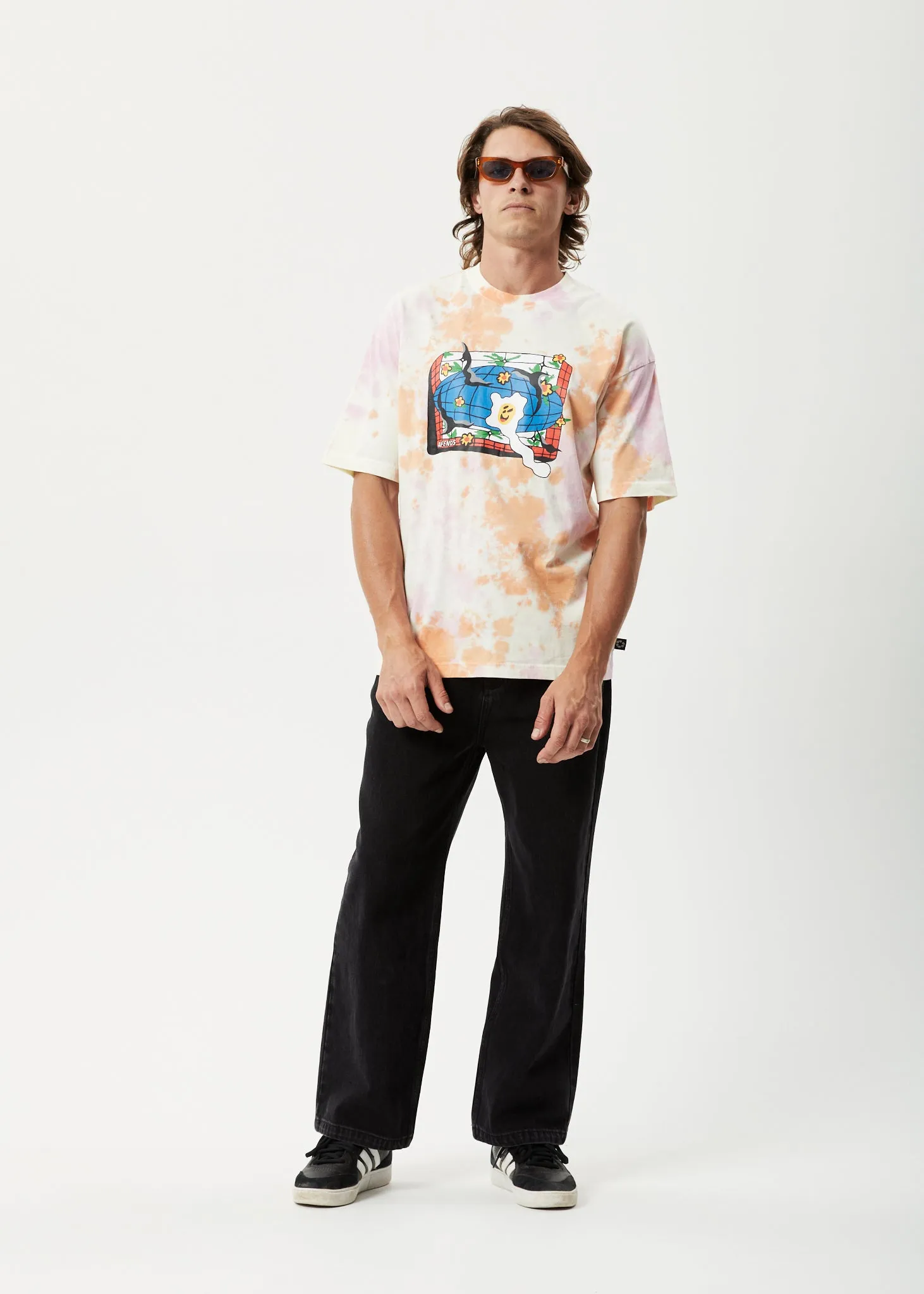 AFENDS Mens Globe - Oversized Graphic T-Shirt - Multi