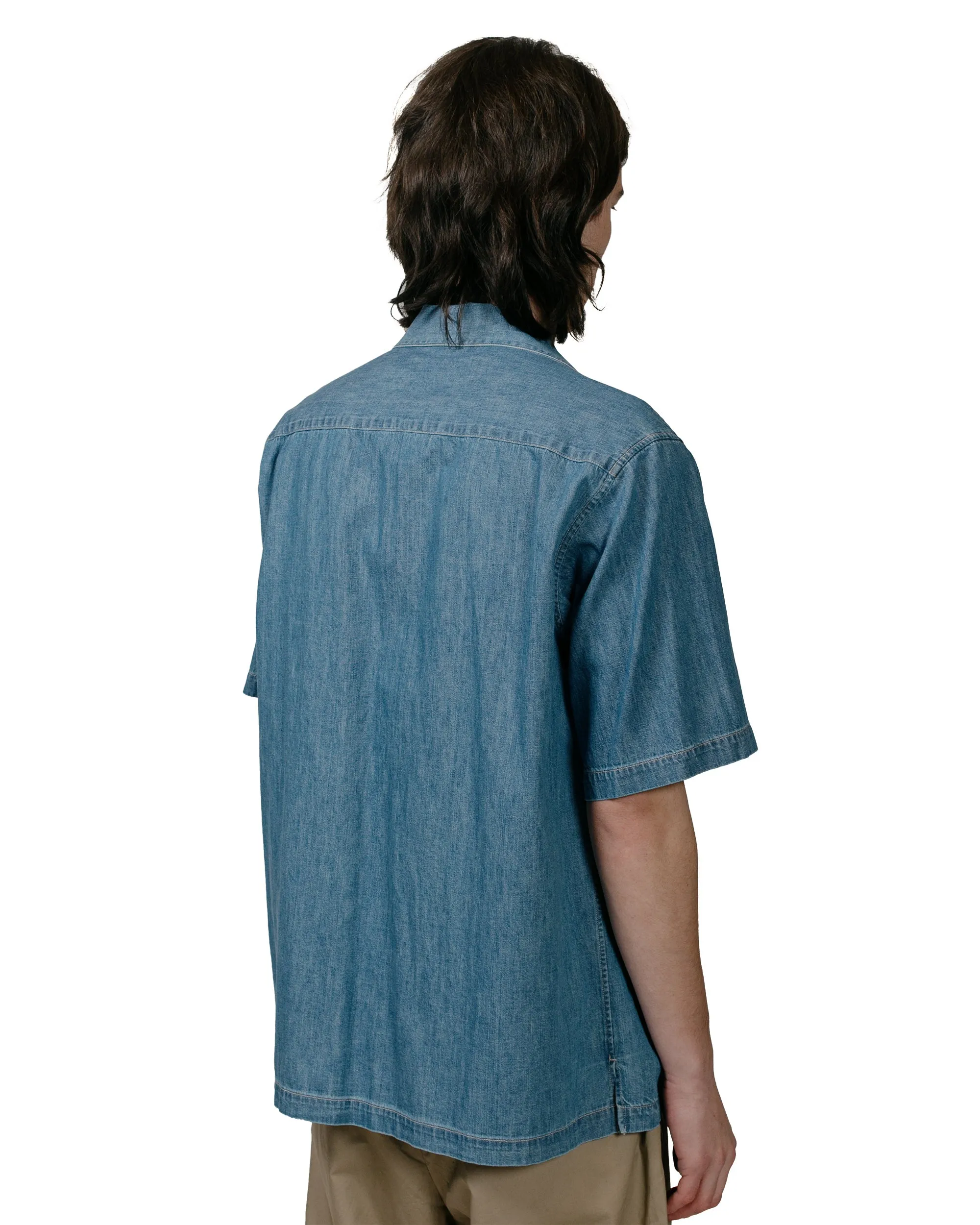 Auralee Selvedge Super Light Denim Half Sleeved Shirt Washed Indigo