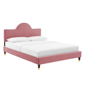 Aurora Performance Velvet King Bed By Modway - MOD-7032 - Dusty Rose