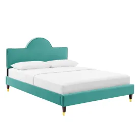 Aurora Performance Velvet Twin Bed By Modway - MOD-7030 - Teal