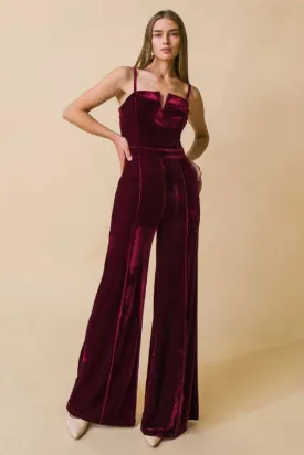 Burgundy Velvet Jumpsuit