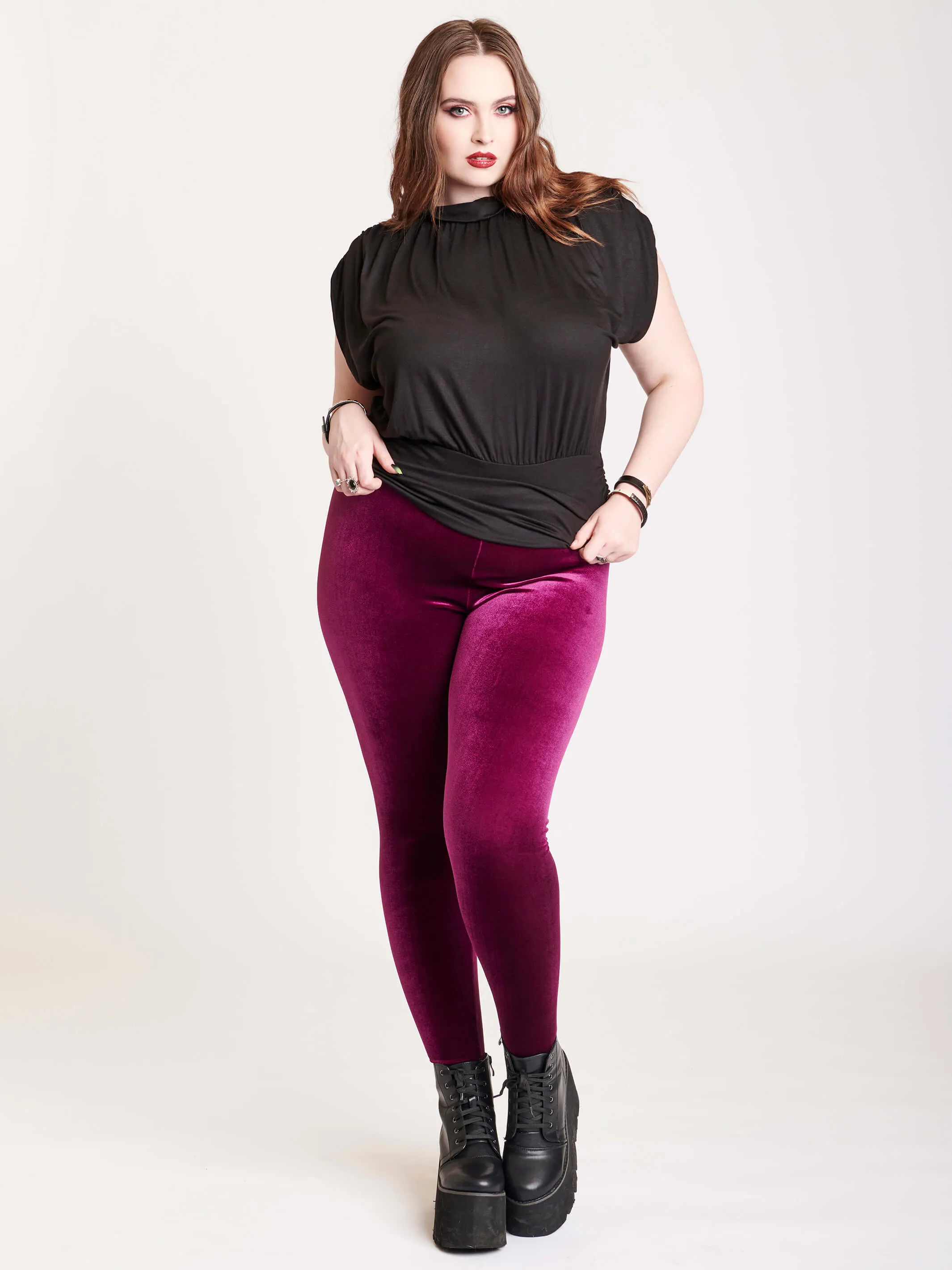 Burgundy Velvet Legging