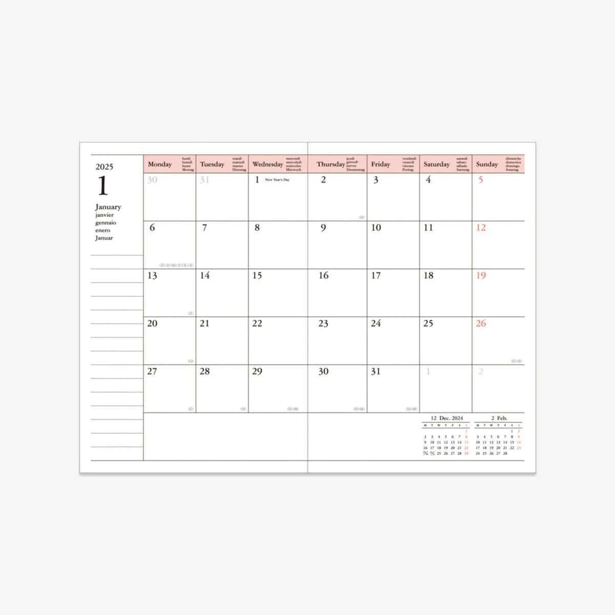 CALENDAR SEP 2024 - DEC 2025 A6 // STORAGE IT MINT