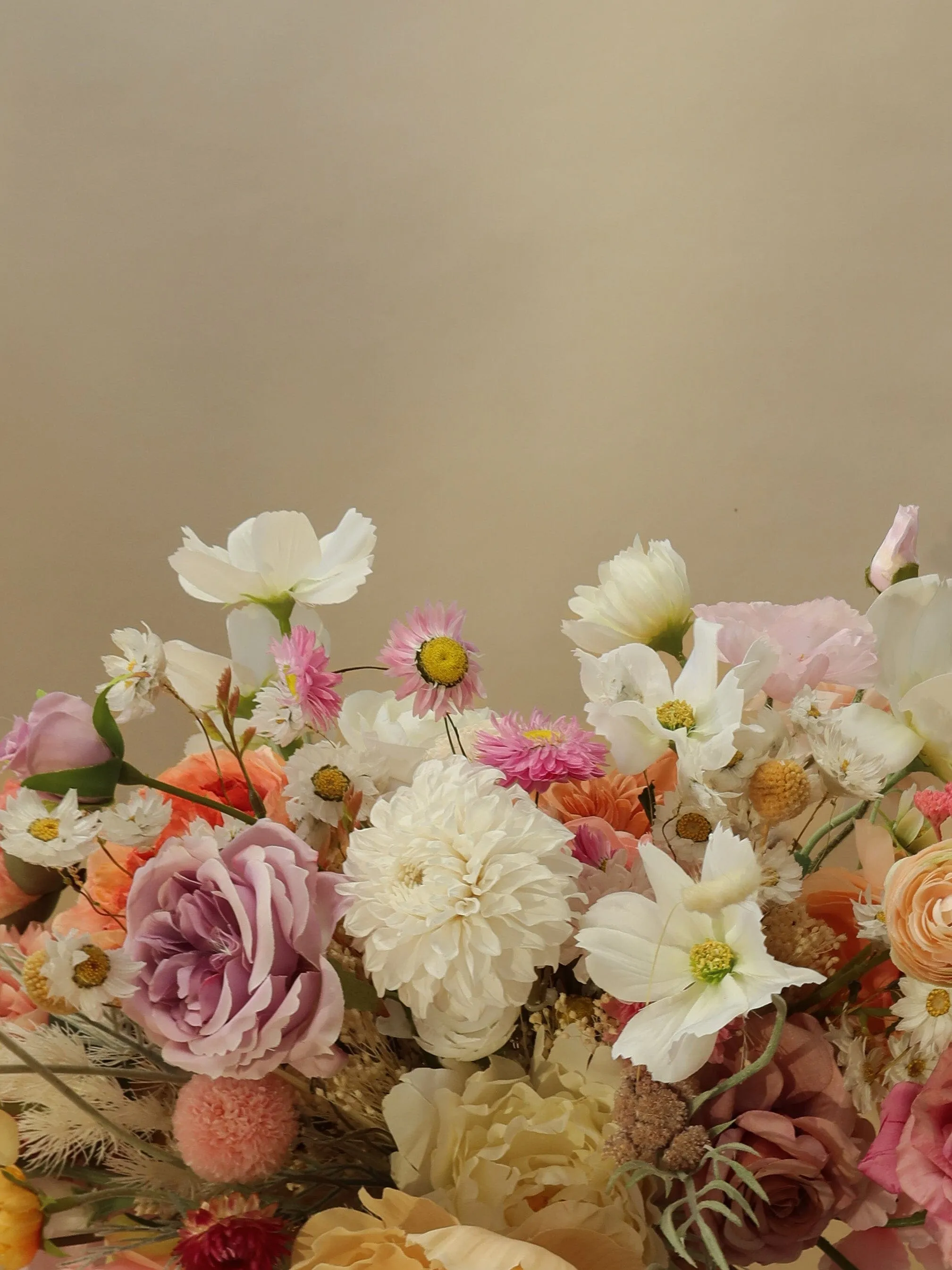 Colourful Artificial Flowers Bridal Bouquet - Meadow Yellow & Pink