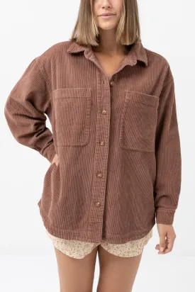 Corduroy Oversized Shacket Chocolate