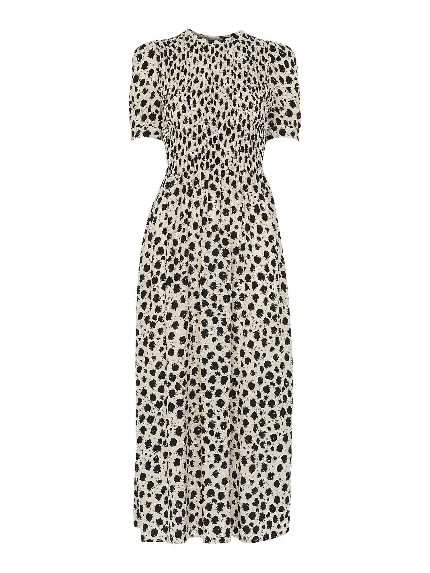 Dalmatian Shirred Midi Dress