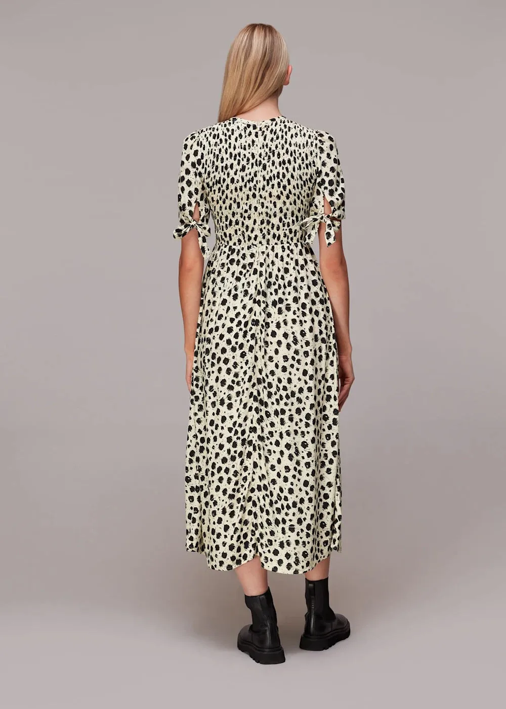 Dalmatian Shirred Midi Dress