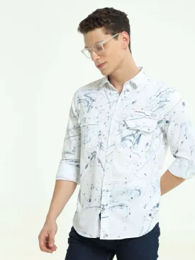 DLAL Indigo color splashed double pocket shirt