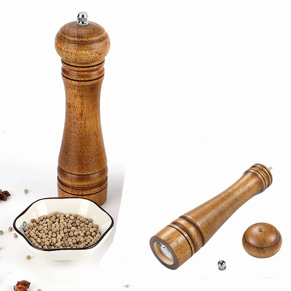 Durable 10" Manual Pepper Grinder, Wood and Ceramic