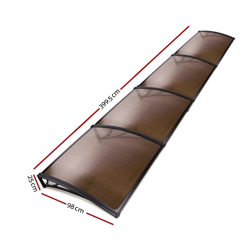 Durable 5mm Polycarbonate Window or Door Awning 1x4m Instahut