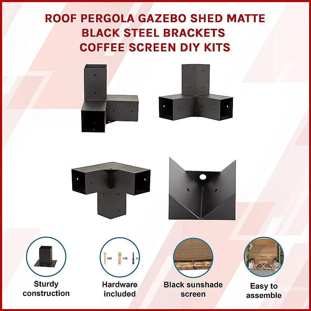 Durable Steel Pergola Brackets Kit with Coffee Screen