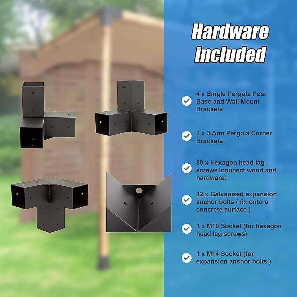 Durable Steel Pergola Brackets Kit with Coffee Screen