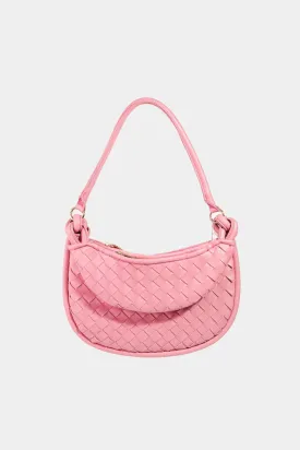 Fame PU Leather Basket Weave Half Moon Bag