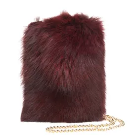 Fox Fur Crossbody Purse - Burgundy