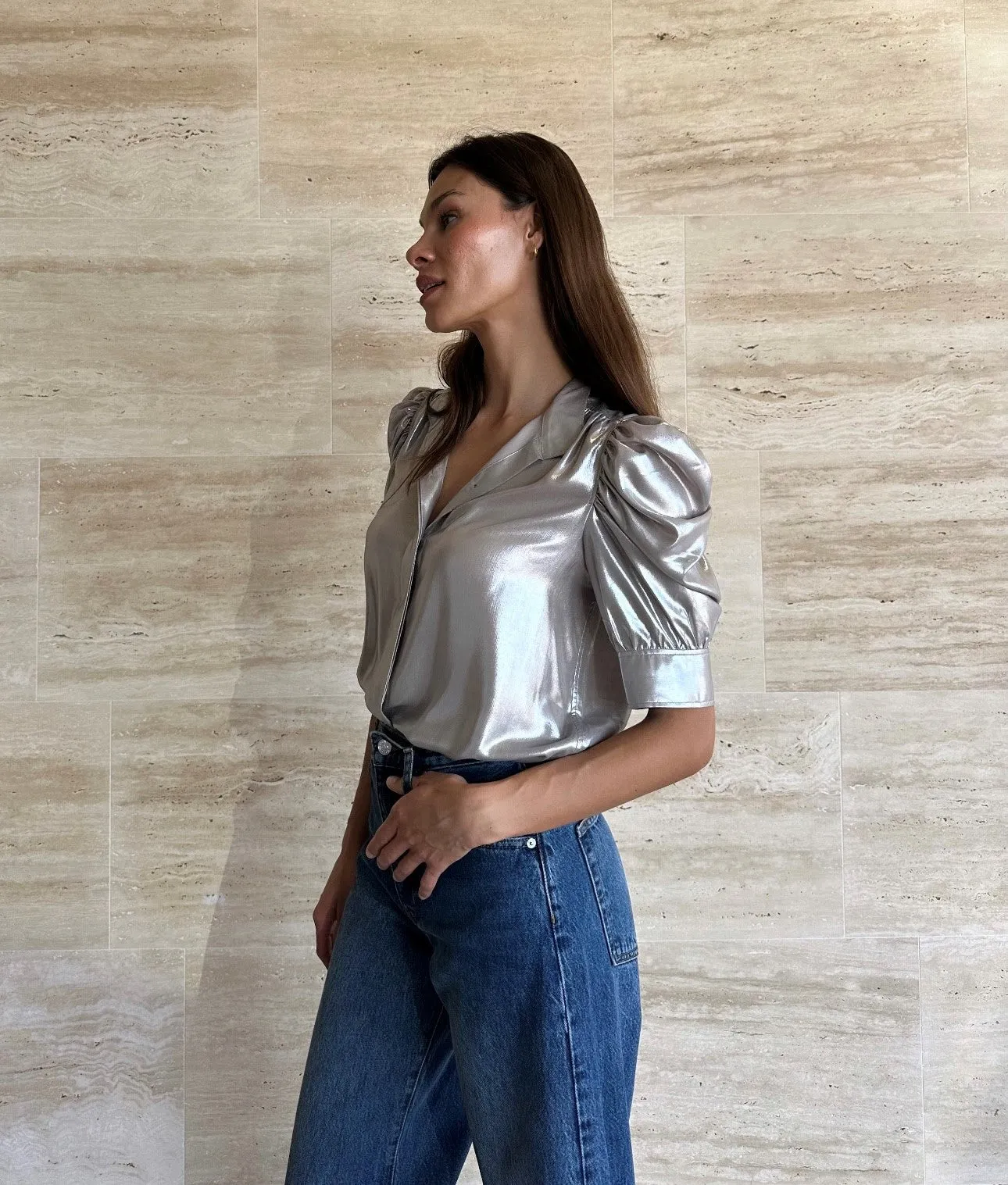 Silver Lame Gillian Blouse