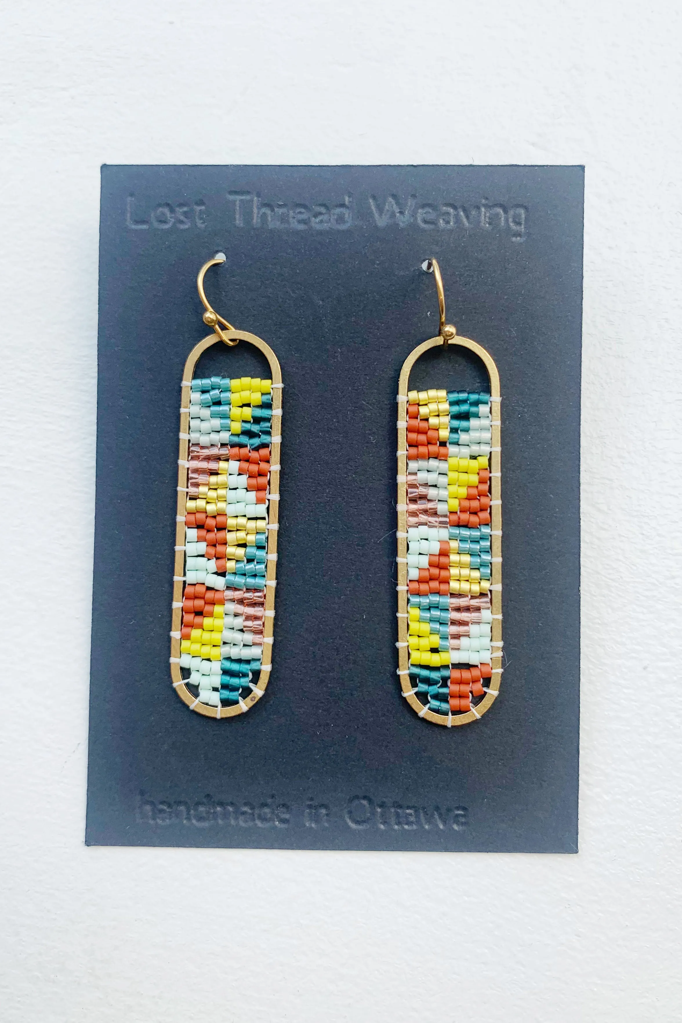 Freya -Plaid Triangle Patchwork Beaded Earrings