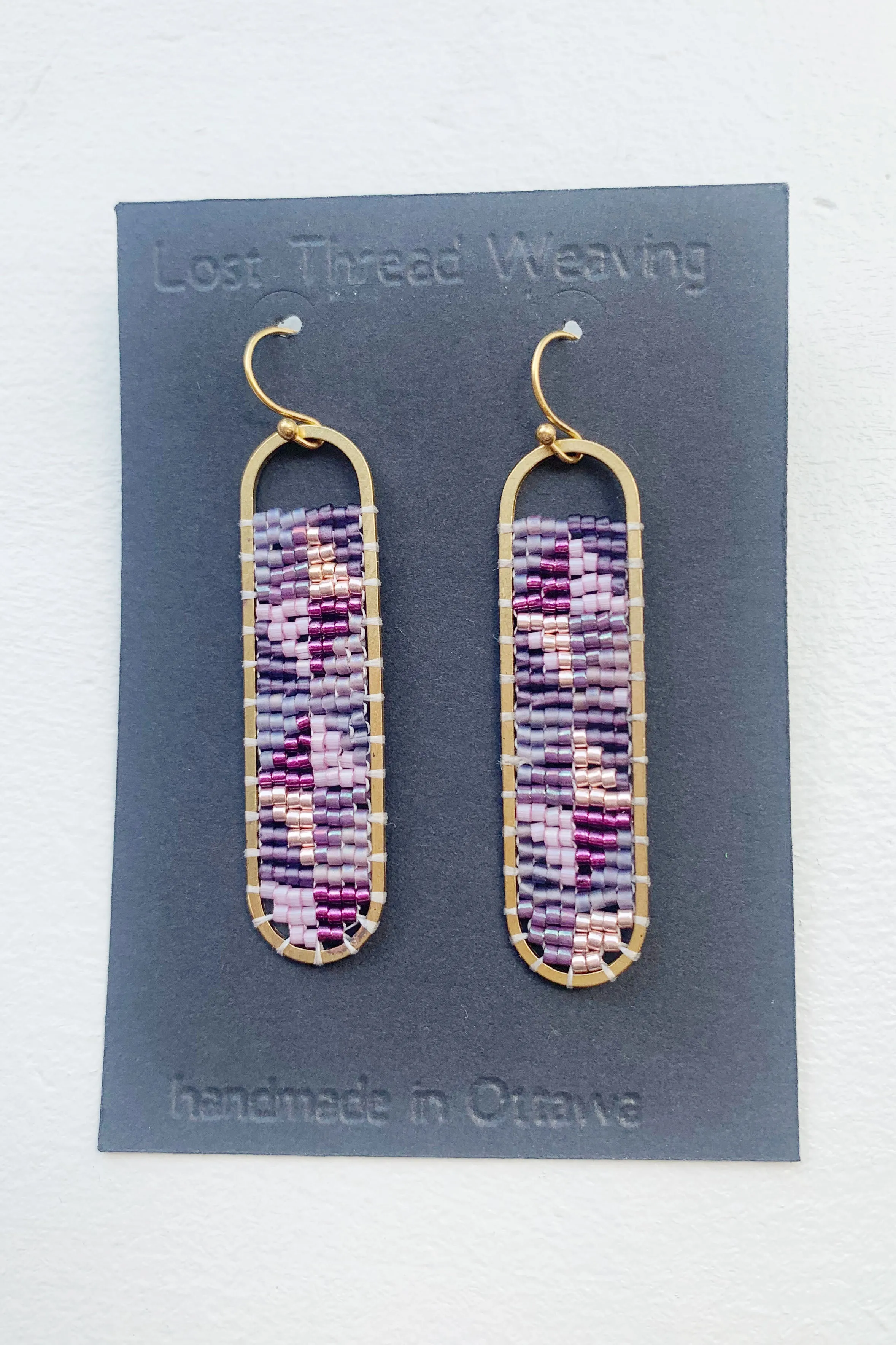 Freya -Plaid Triangle Patchwork Beaded Earrings