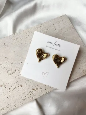 Full Heart - Hammered Stud Earrings