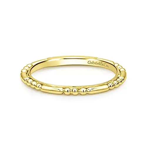 Gabriel 14k Gold Beaded Stackable Ring, Available in White and Yellow Gold