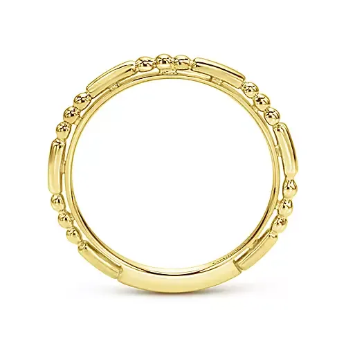 Gabriel 14k Gold Beaded Stackable Ring, Available in White and Yellow Gold