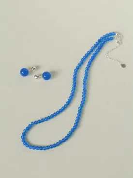 Glacier Blue Onyx 4mm Beaded Necklace