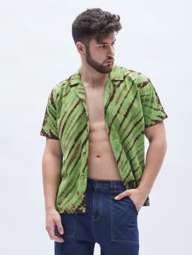 Green Tie Dye Cuban Shirt