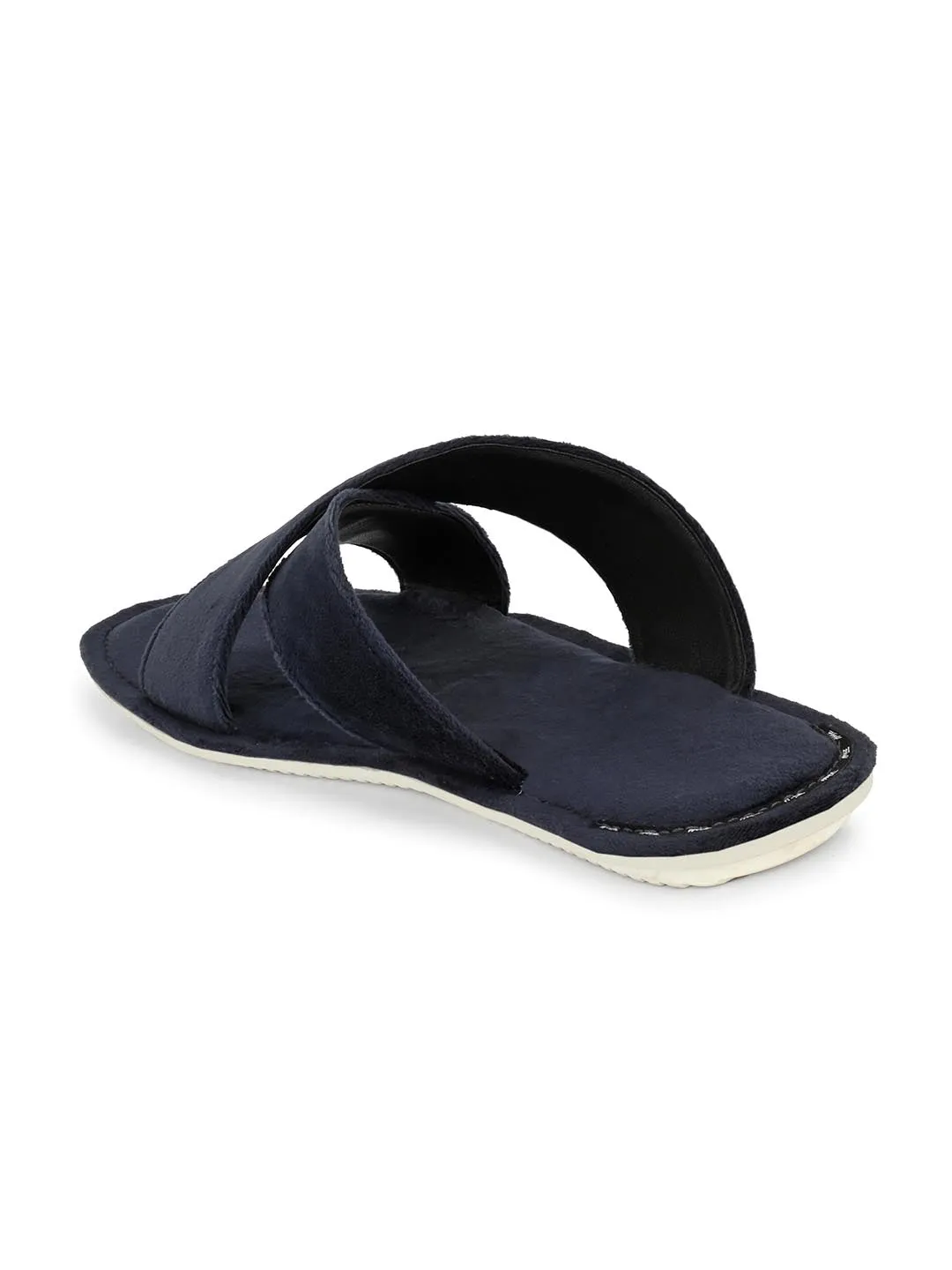 Hitz Men's Grey Leather Casual Open Toe Indoor Outdoor Slippers