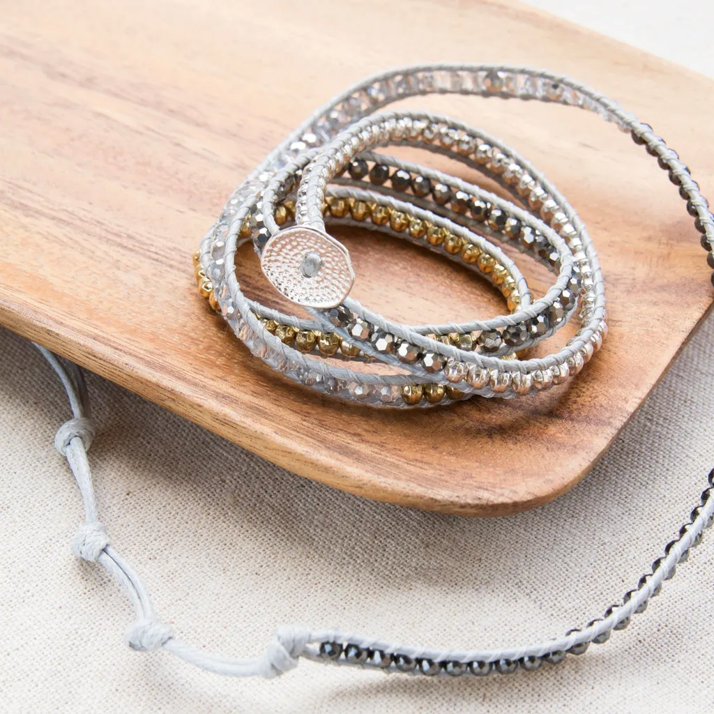 It's a Wrap Bracelet - Light Grey Metallics