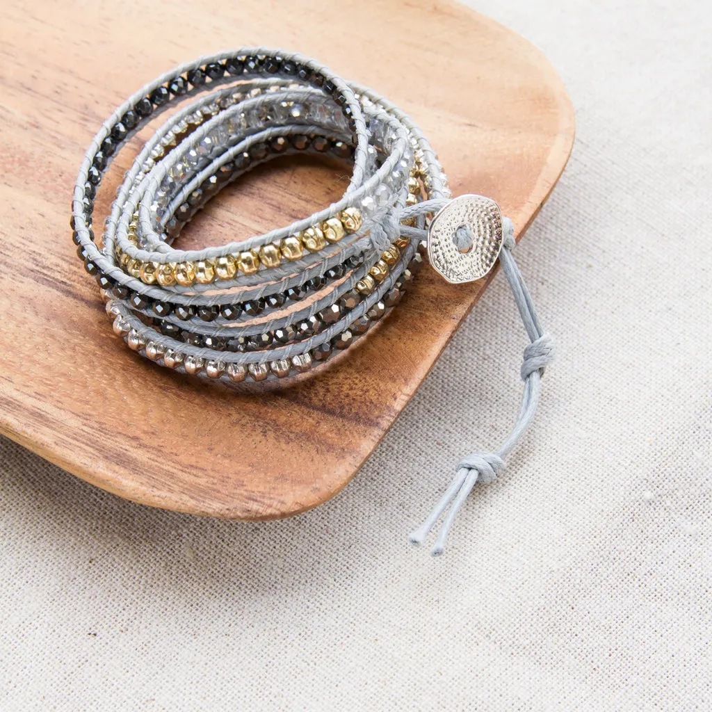 It's a Wrap Bracelet - Light Grey Metallics