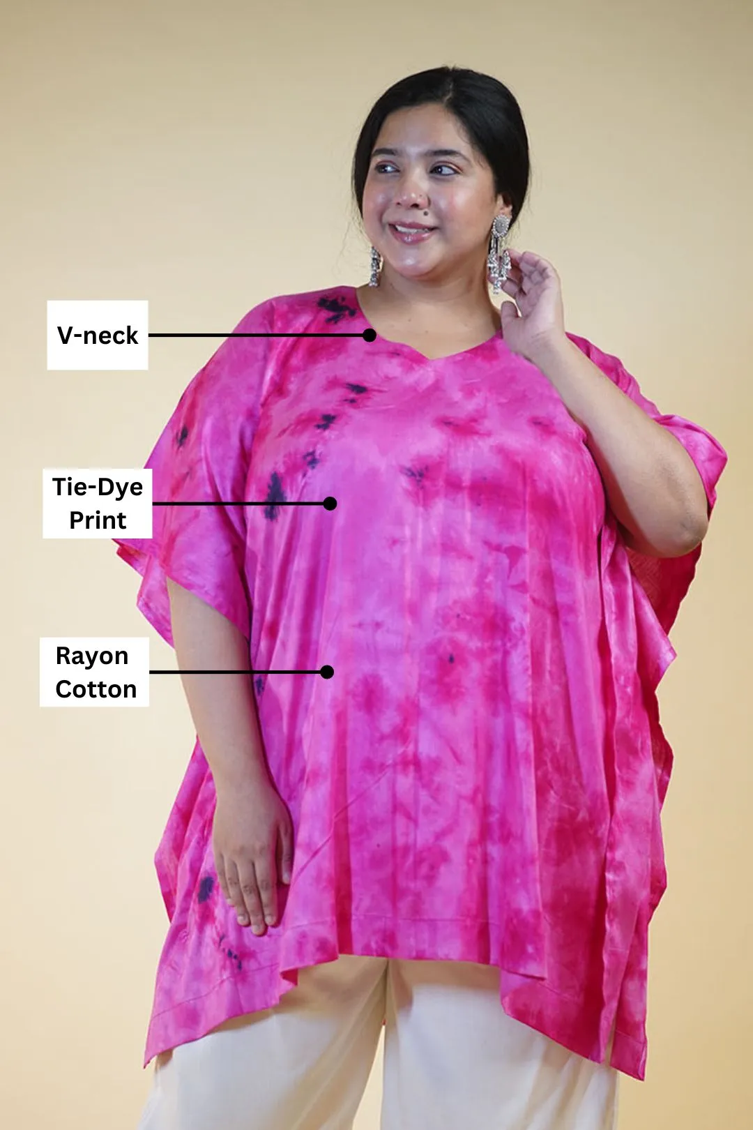 Magenta Rayon TieDyeKurta - PinkPanther