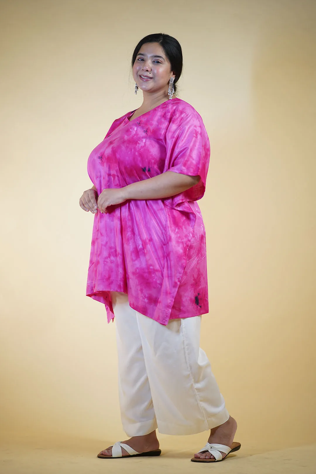 Magenta Rayon TieDyeKurta - PinkPanther