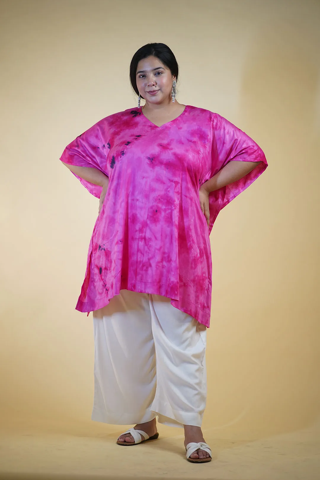 Magenta Rayon TieDyeKurta - PinkPanther