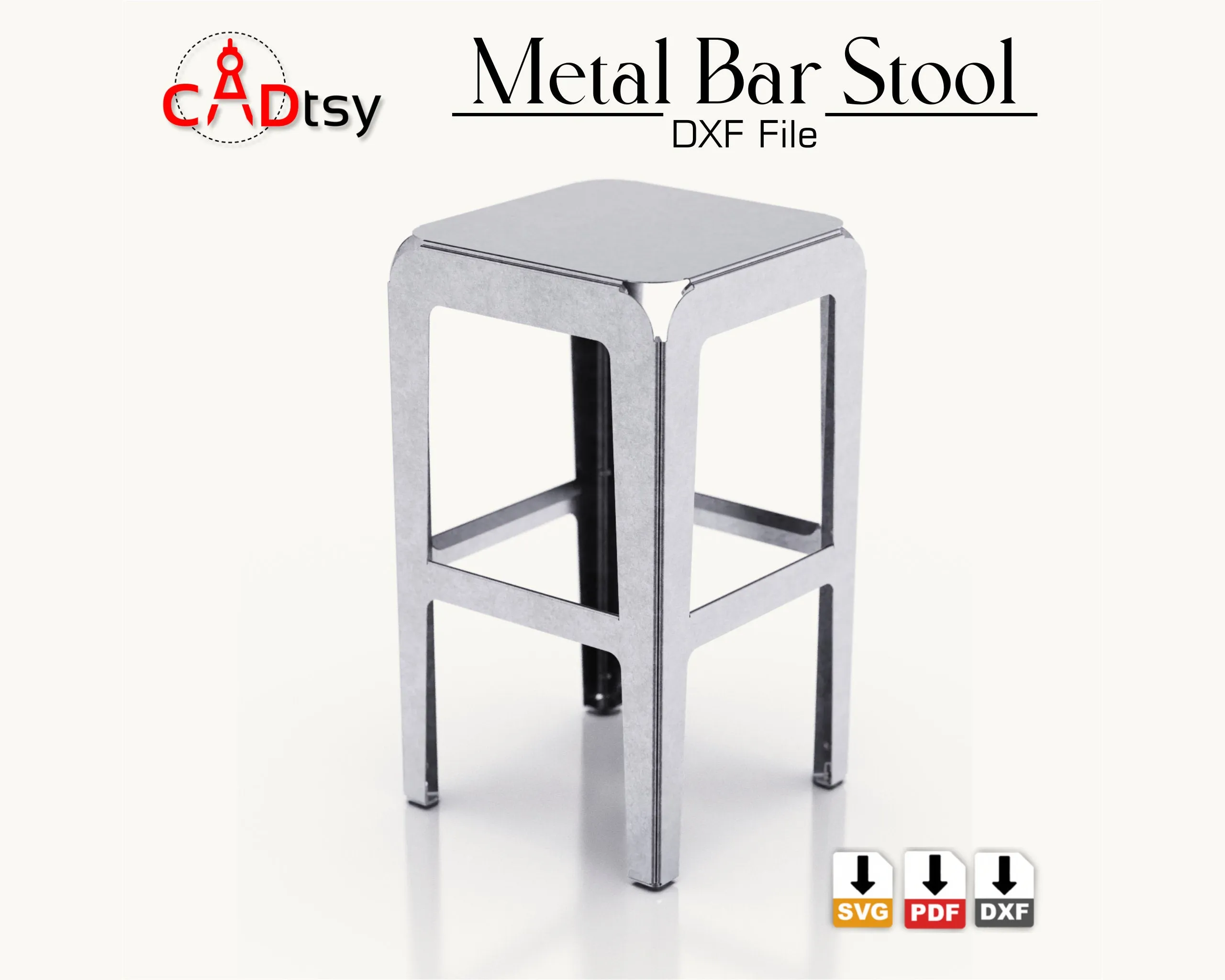 Metal Bar Stool CNC Plasma/Laser Cutting DXF/SVG Files. Height 760 mm (30")