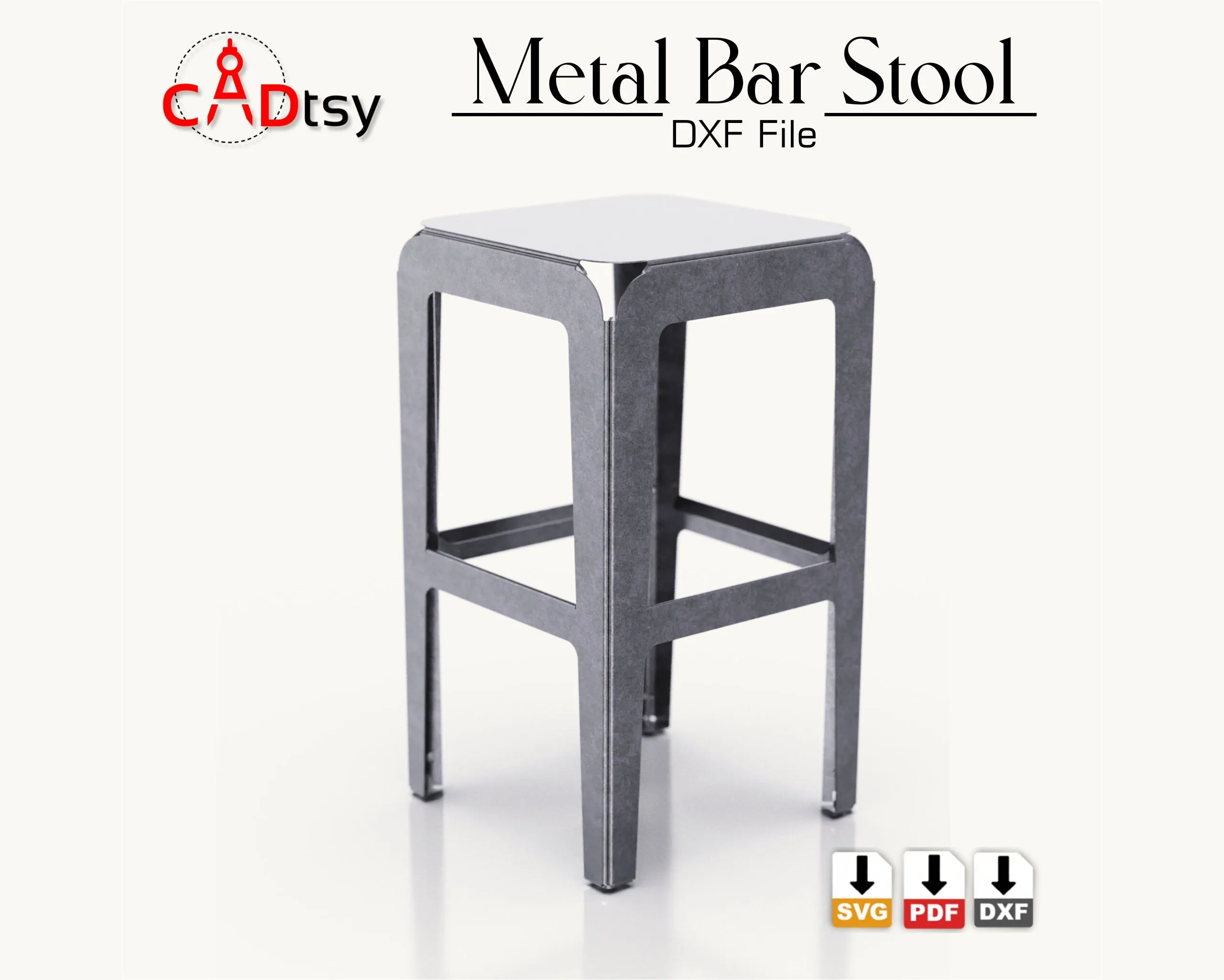 Metal Bar Stool CNC Plasma/Laser Cutting DXF/SVG Files. Height 760 mm (30")