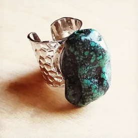 Natural Turquoise Chunk on Cuff Ring -Boho Western Cowgirl Jewelry