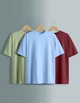 Pack of 3 Oversized Tees: Dutchcanal & Foggreen & Maroon