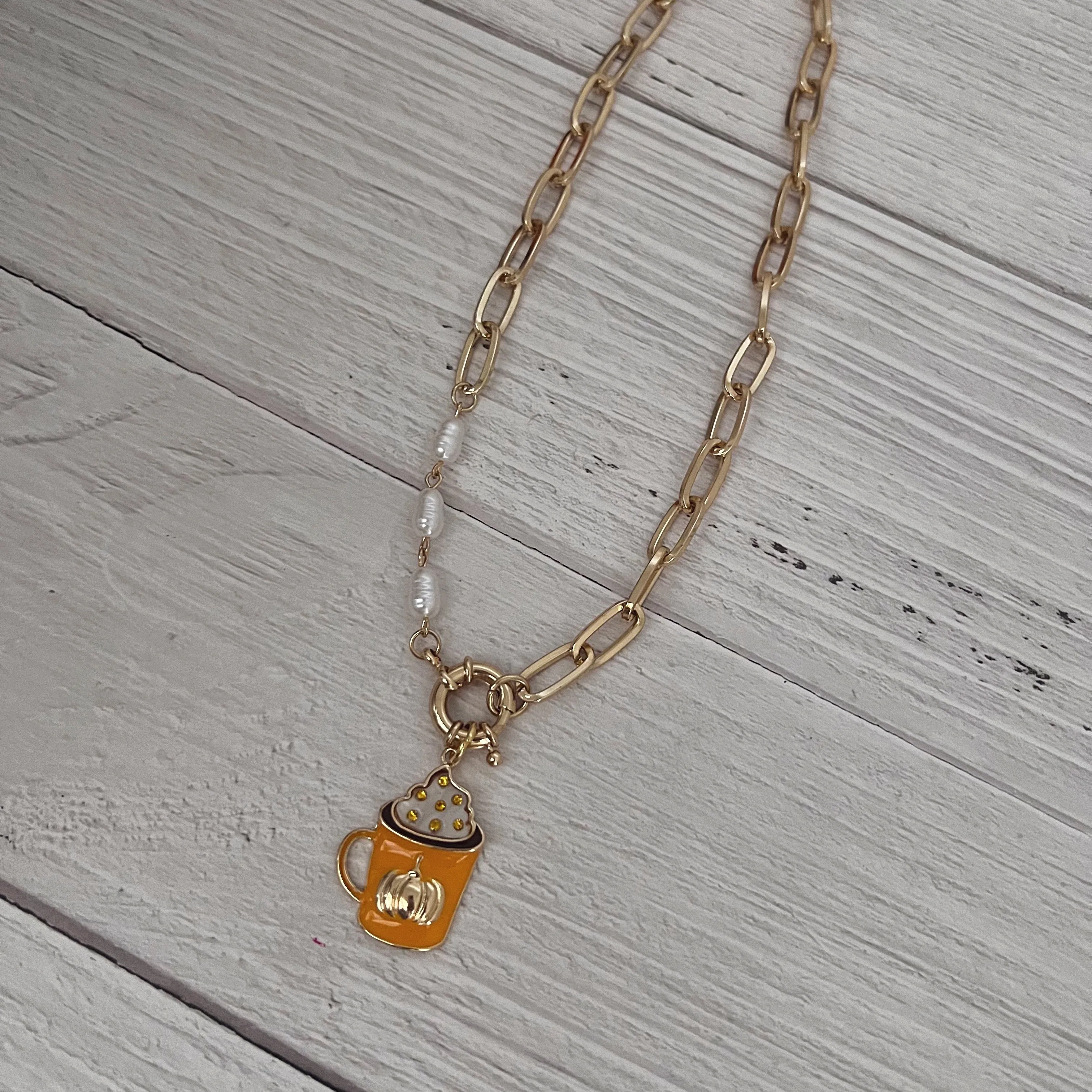 Pearls and Pumpkin Spice Necklace