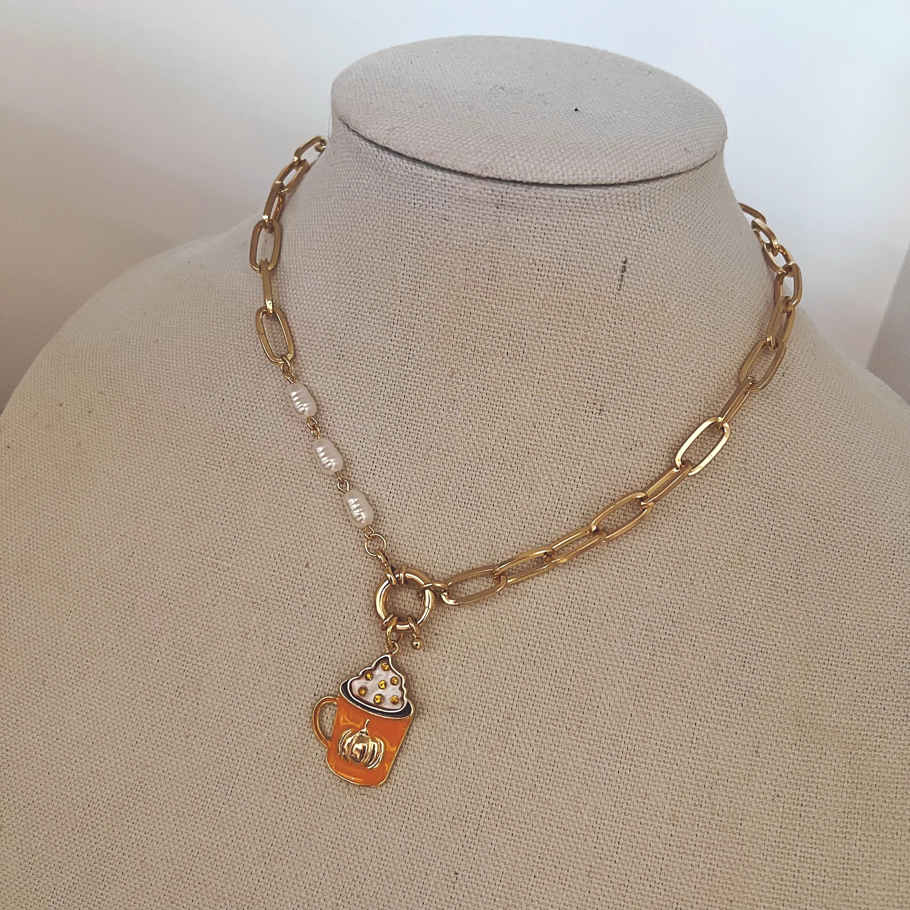 Pearls and Pumpkin Spice Necklace