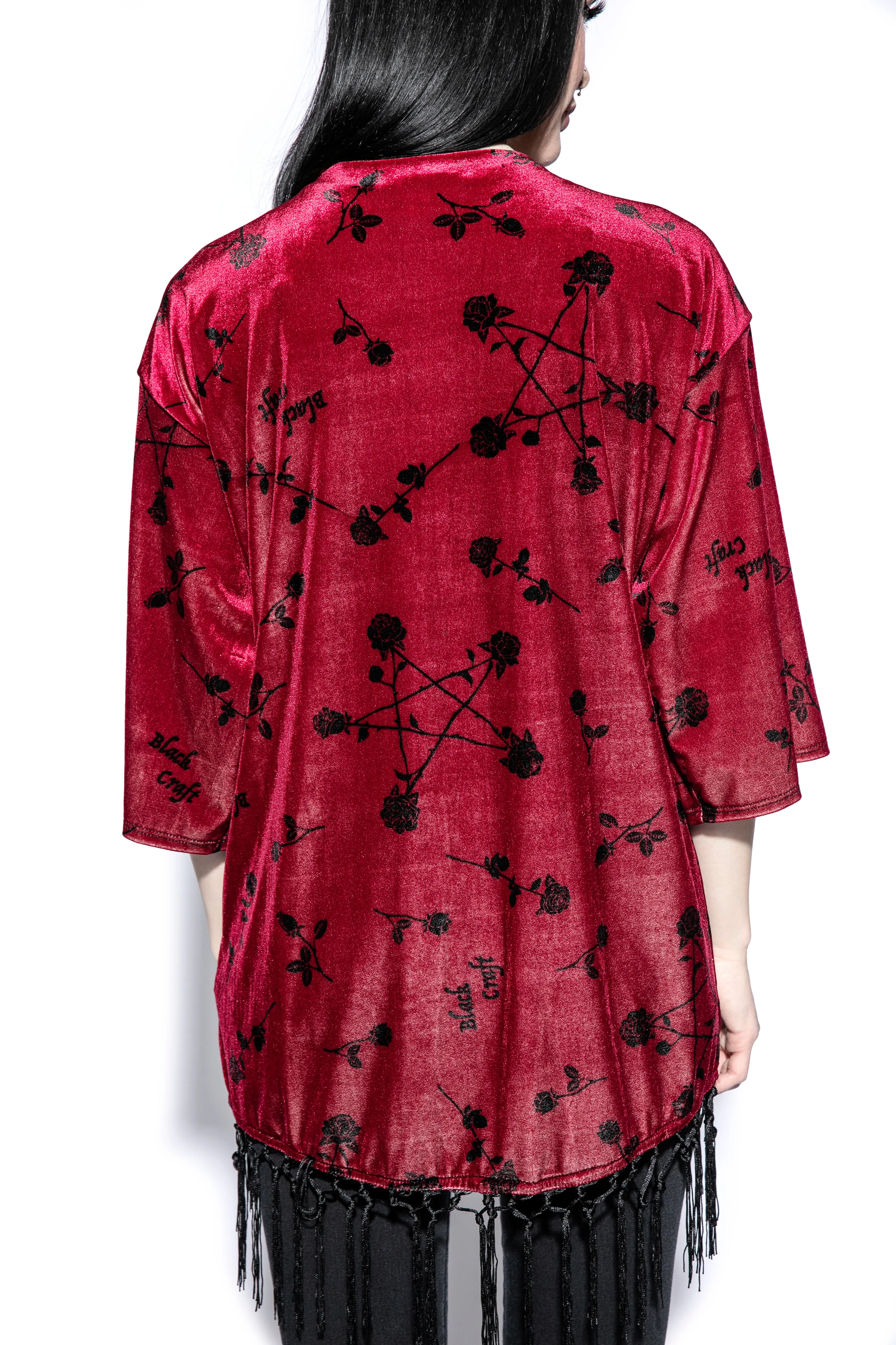 Pentagram Rose - Velvet Kimono