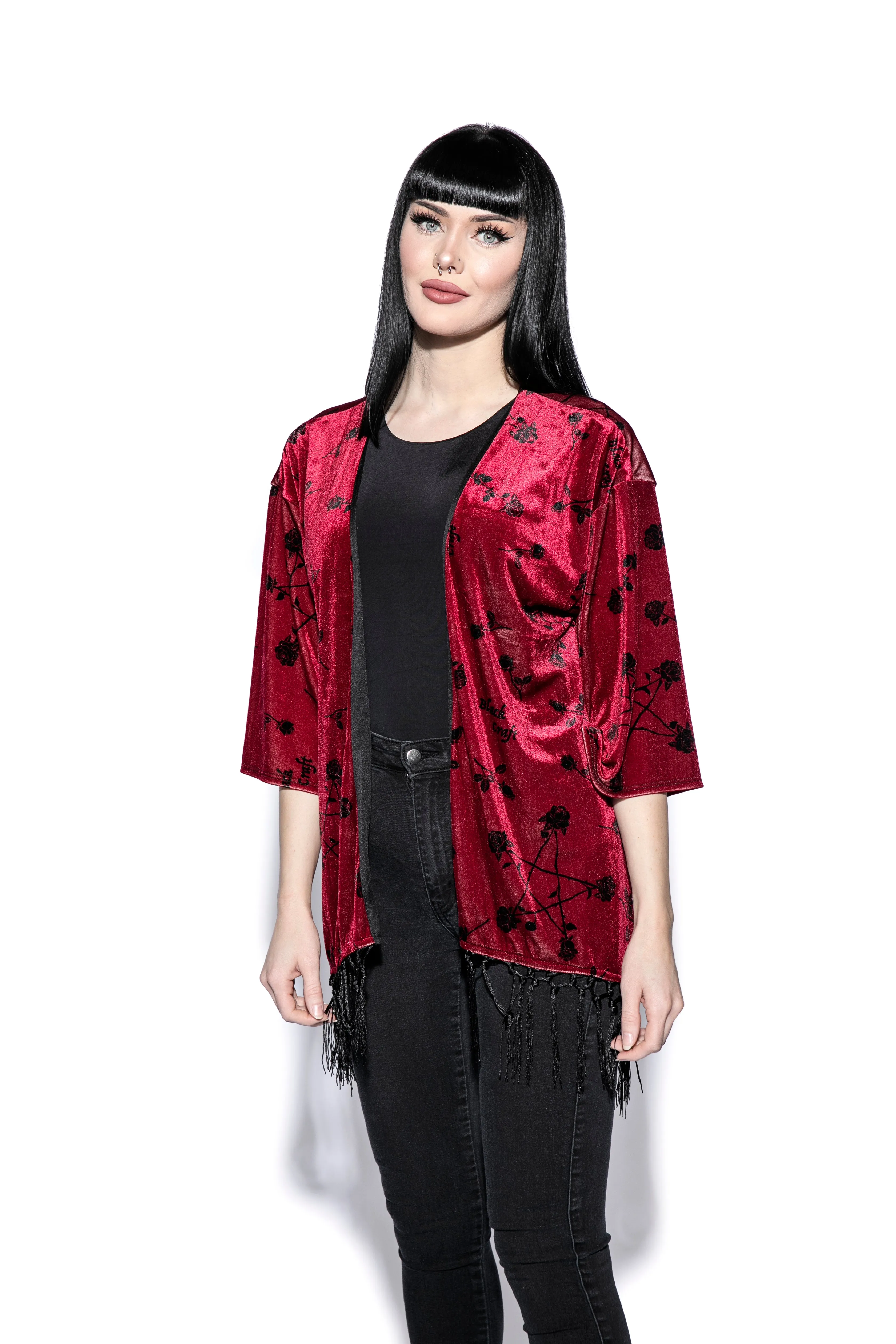 Pentagram Rose - Velvet Kimono