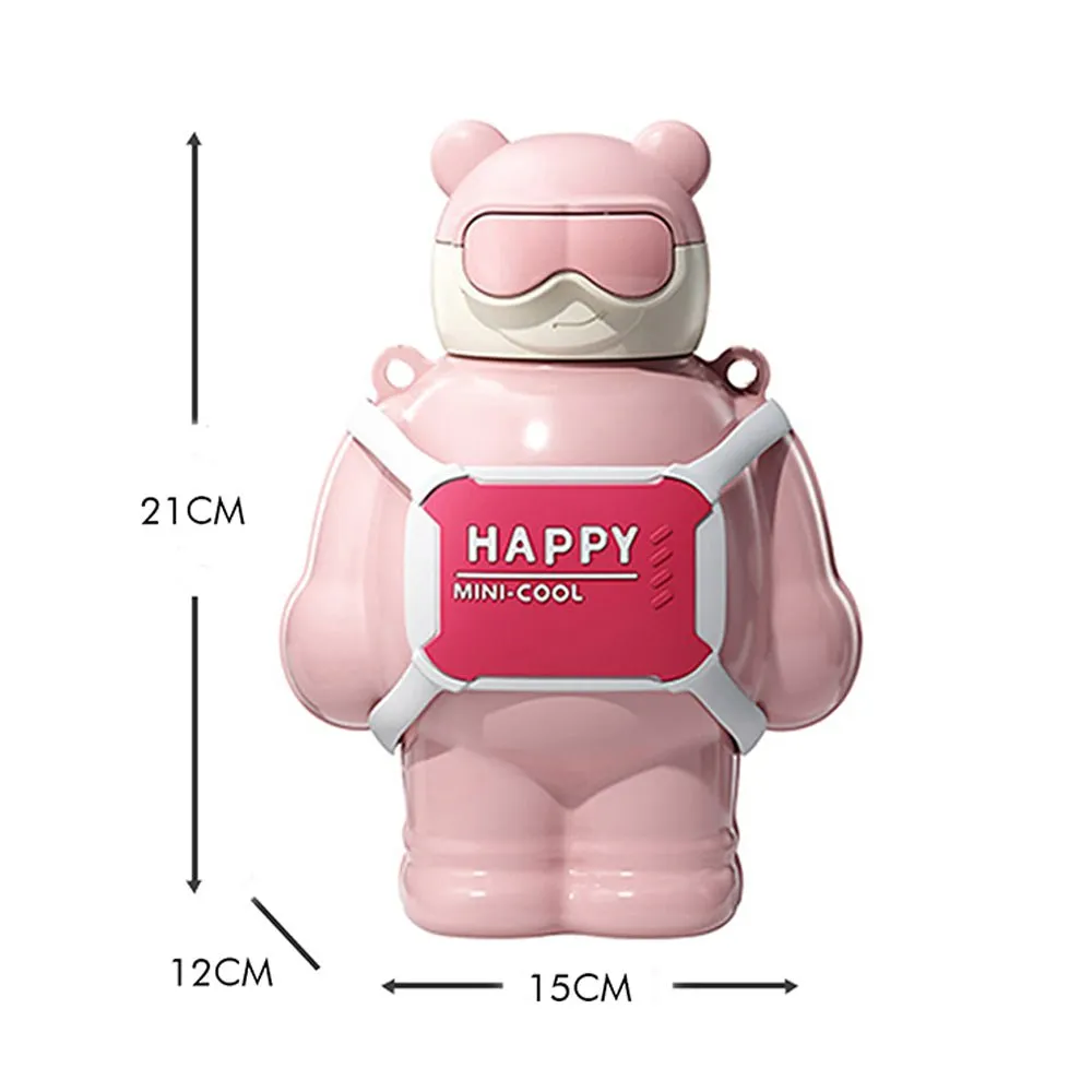 Pink Happy Ted Stainless Steel water Bottle for Kids, 450ml