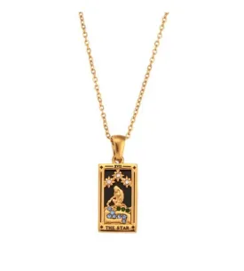 "The Star" CZ Stone Inlaid Intricate Tarot Card Necklace